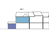 Two-dimensional example of two (2) residential units in a townhouse and (1) residential unit in an accessory structure on the same lot.